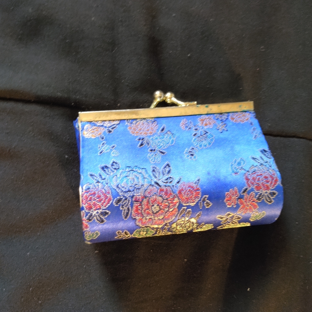 Floral Blue Clutch/Coin Purse